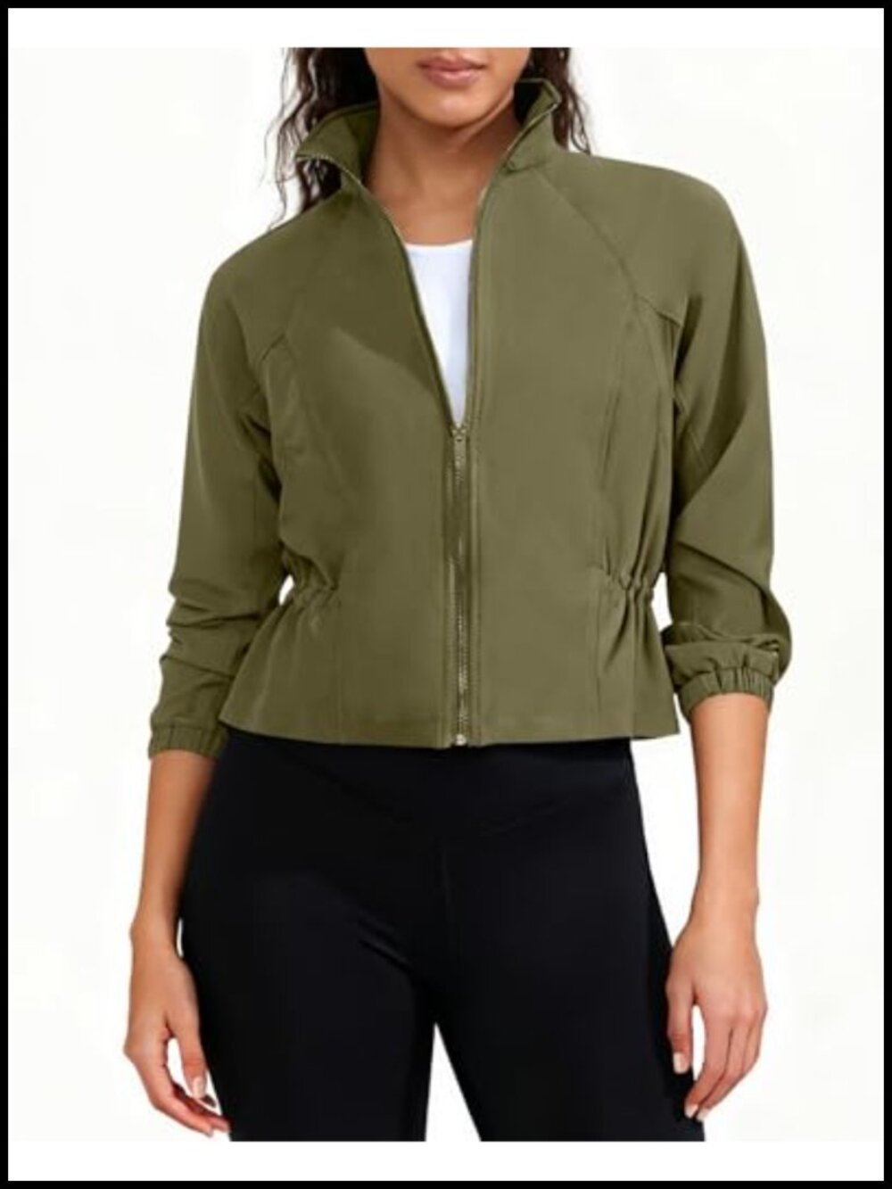 Women's Lightweight Full Zip Running Jacket Water-Repellent Athletic Slim Fit